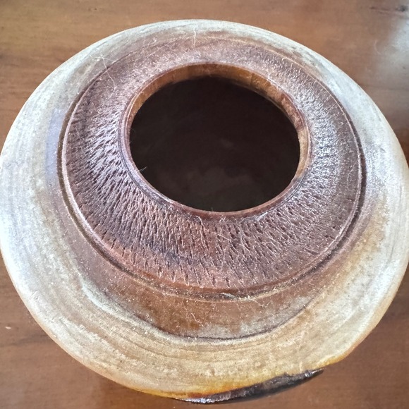 Hand Carved Duck Wood Vase Pacific Northwest Native American Art Signed Campbell - Picture 3 of 10